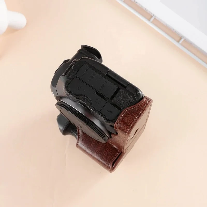 Detachable Tripod Leather Case，Battery Reserve Protective Camera Cover For Canon EOS R R5 R6 Mirrorless Camera
