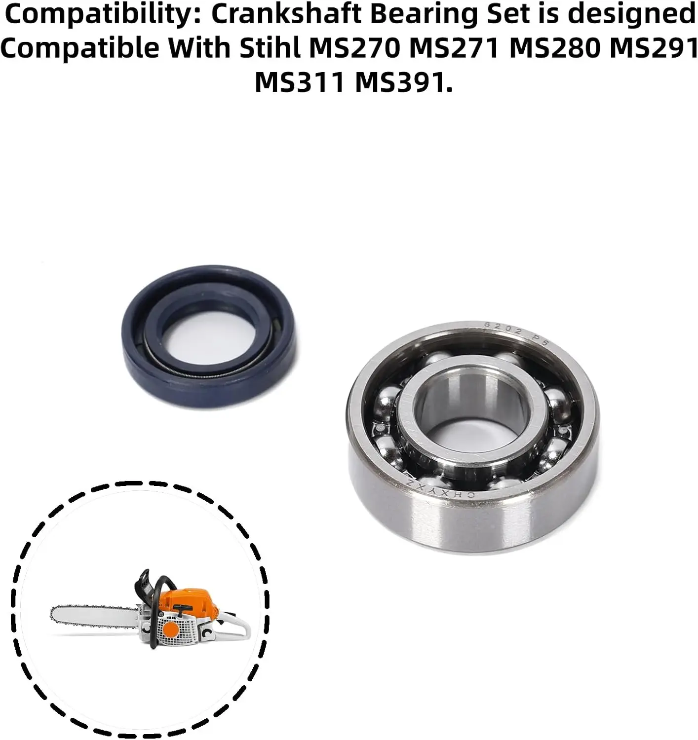 Ruimou 1 Set Crankshaft Bearings With Seals OE: 9523 003 4301 9639 003 1585 Compatible with Stihl MS270 MS271 MS280 MS291 MS311