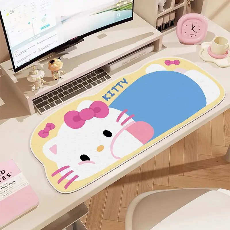 

Милый коврик для мыши Cinnamoroll, большой, нестандартной формы, для игр, с фиксированным краем, нескользящий, для клавиатуры, с изображением котенка, настольный коврик для подарка