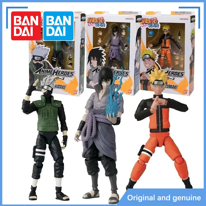 Bandai-Figurine d'action Naruto Anime, Uzumaki, NarAAUchiha, Sasuke, Hatake, Kakashi, JoendocMovable, Modèle original, Jouets cadeaux pour enfants