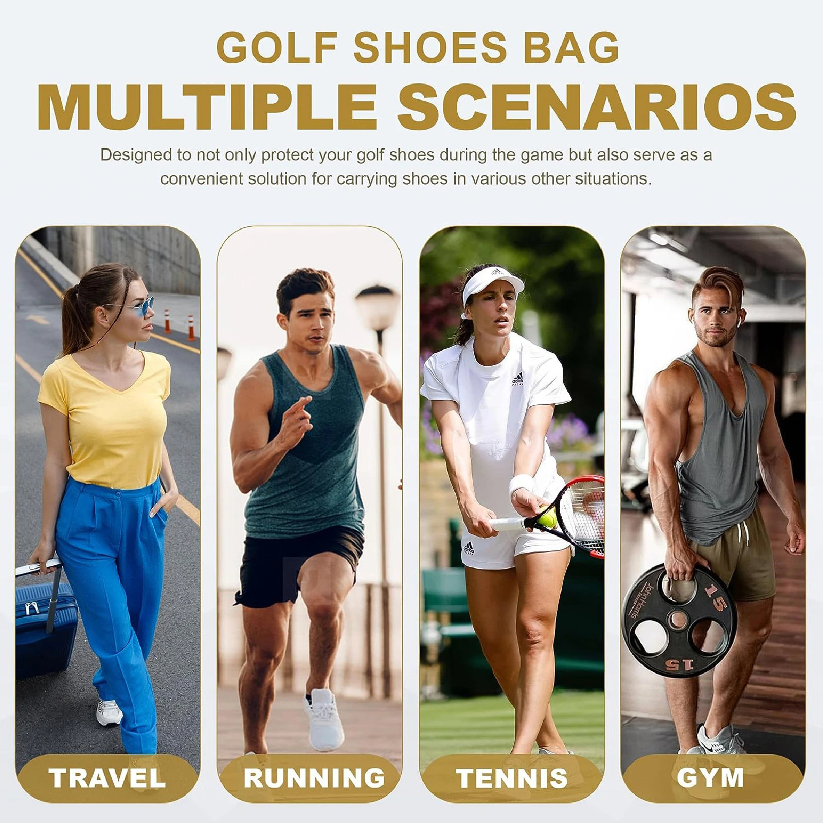 Bolsa de zapatos de Golf ventilada para hombres y mujeres, bolsa de zapatos de viaje acolchada, bolsas de transporte de zapatos deportivos con accesorios laterales, bolsillos para calcetines