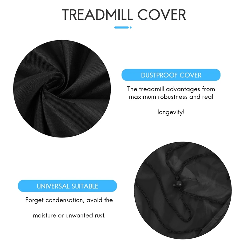 Non-Folding Treadmill Cover Treadmill Protective Cover Suitable For Indoor Or Outdoor (Black)