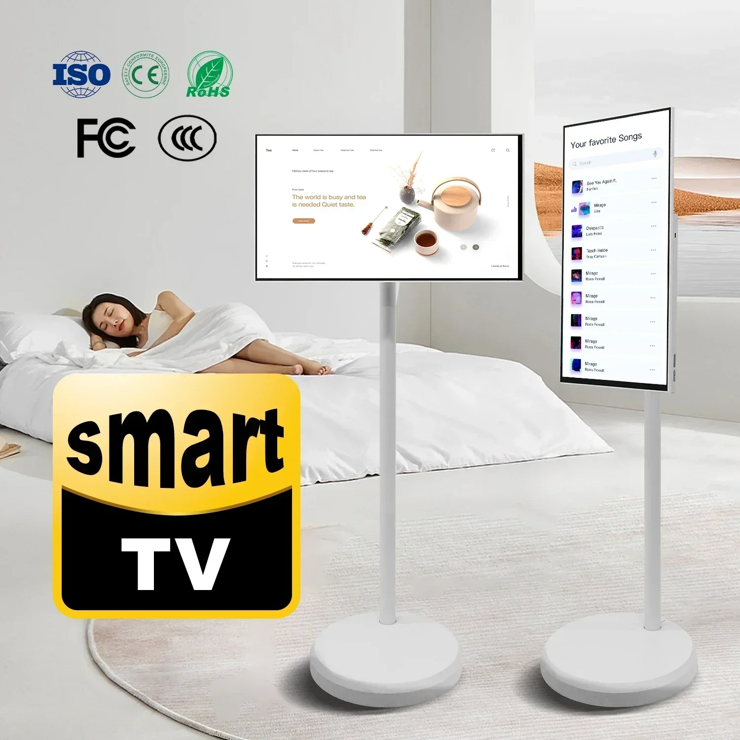 

10% Off Discount Smart Rotating Screen 21.5 Inch Unit Lcd Display Ips Mobile Android 12 Touch Screen Smart Tv