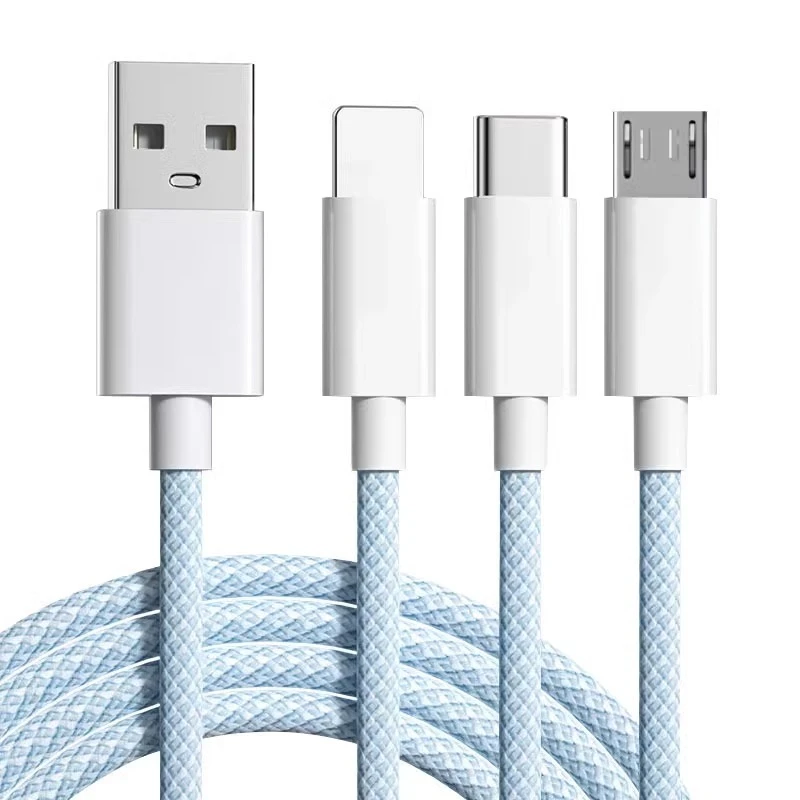 6A 3 In 1 USB Type C Cable 66W Super Fast Charging Cables for Huawei Xiaomi Samsung OPPO Lightning Data Cord for iPhone 1.2/2/3M