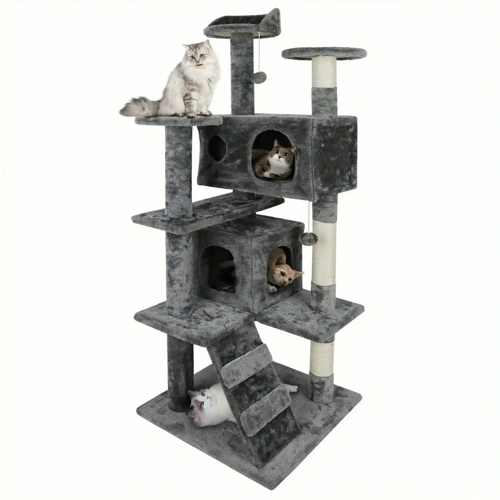 

Gray Cat Tree Tower Activity Center Large Playing House Condo Rest Cat 55"