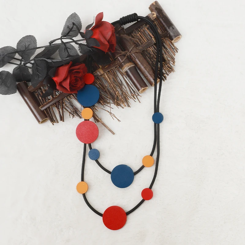 UKEBAY Bunte Anhänger-Halskette im Lagen-Look, Boho-Mode, Gummischmuck, Party-Accessoires, Geschenk, Einzigartige Halskette für den Alltag – Detail 4