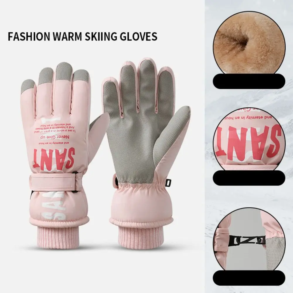 Windproof Women Ski Gloves Warm Touch-Screen Winter Cycling Skiing Gloves Waterproof Non-slip Snowboard Mittens Women