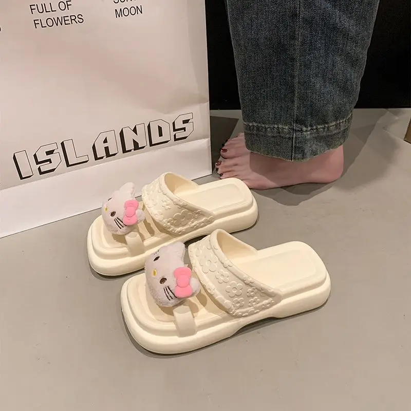 

Sanrio Hello Kitty мультфильм модные универсальные одно слово Drag новый стиль домашние противоскользящие дышащие удобные легкие тапочки