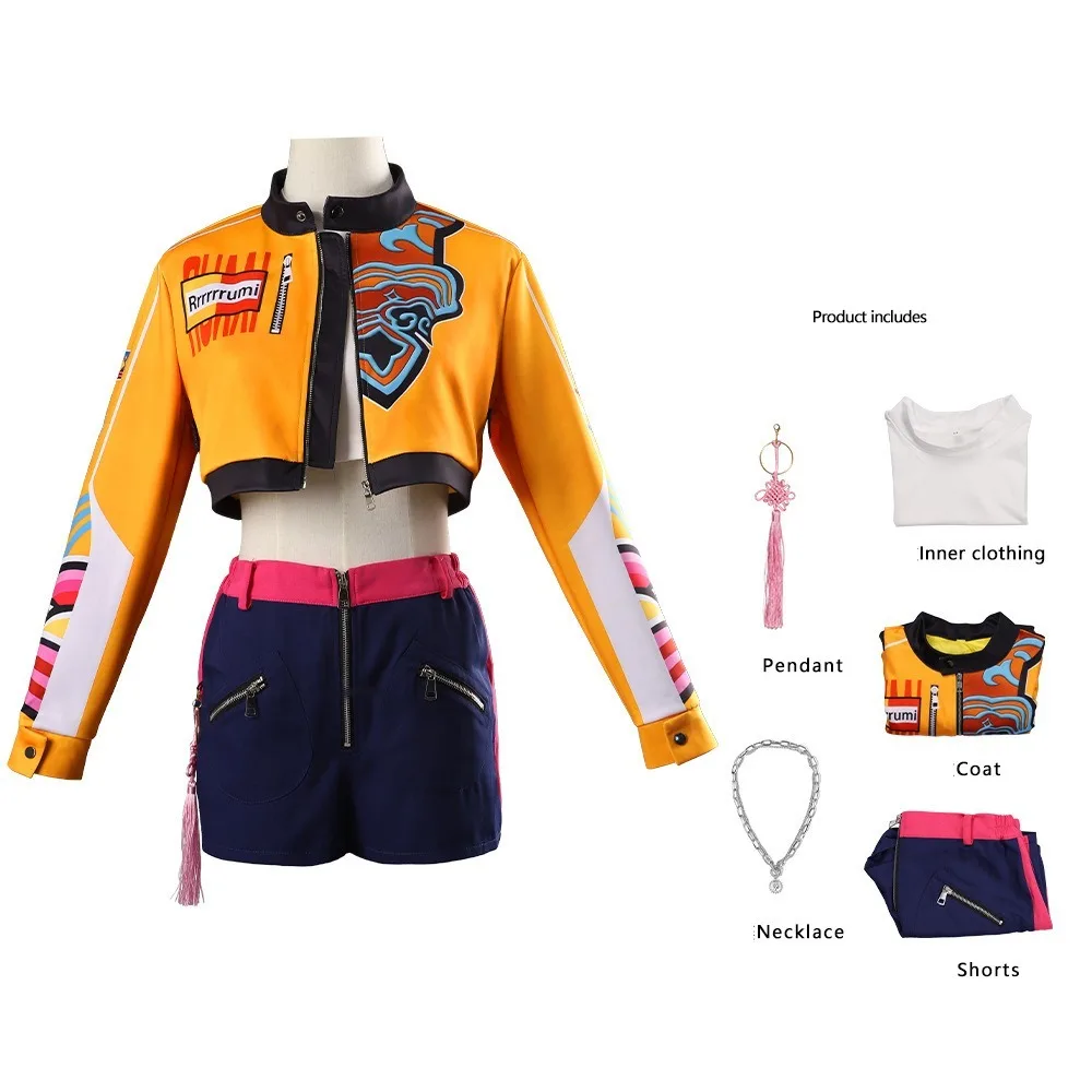 

Kpop Demon Hunters Rumi Zoey Mira Cosplay Girls Kids Costume Huntrix Group Idol Roleplay Outfits Halloween Carnival Suit