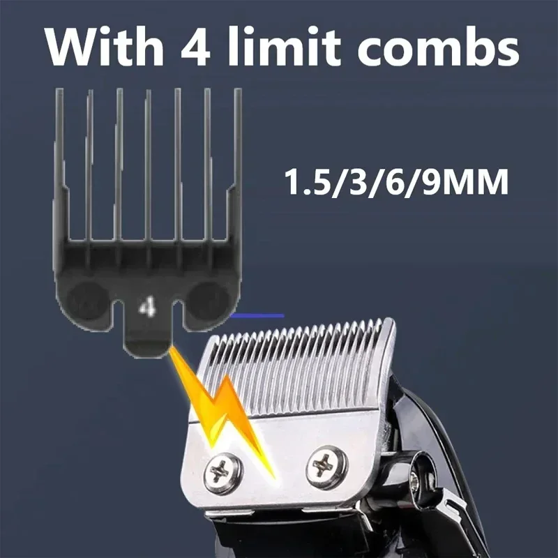 Kemei PG1990A Rechargeable Hair Clipper or Limit Combs Professional Cordless Men Hair Trimmer Men's Hair Cutting Machine Barber