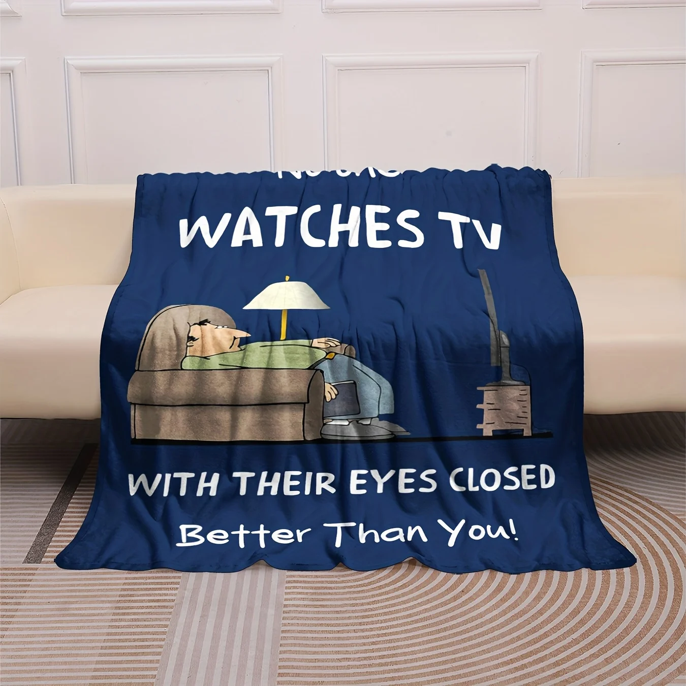 A Uniquely Designed Blanket with a Print for Watching TV with Closed Eyes, Perfect As a Birthday Gift for Men, Dads, Uncles, And