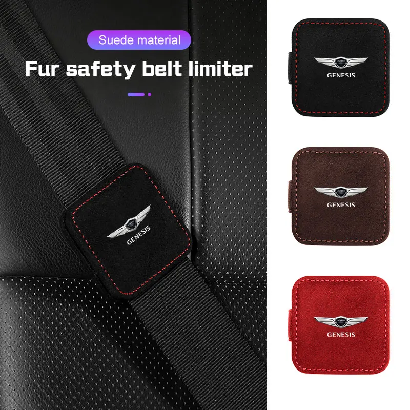 ตัวล็อคเข็มขัดนิรภัยรถยนต์แบบหนังกลับ สำหรับรถยนต์เจเนซิส คูเป้ G80 G70 GV60 GV70 GV80 BH GH G90 X GV90 ตัวล็อคแม่เหล็ก อุปกรณ์เสริม