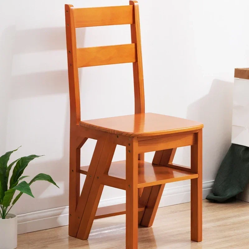 Folding Solid Wood Step Ladder Multifunctional Chair Portable High Ladders Originality Thickening Interior Staircase Household