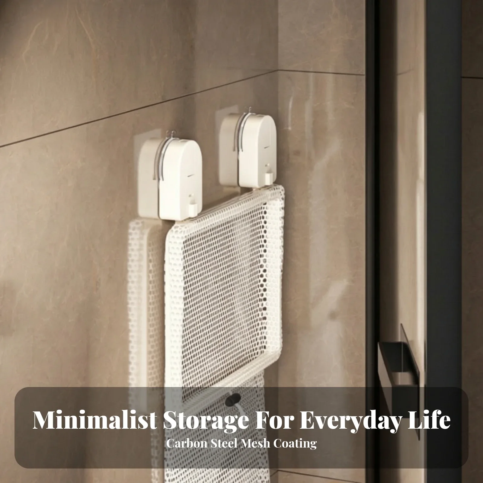 Wall Mounted Mesh Laundry Basket with Suction Cups for Bathroom Space Saving Two Tier Storage Hamper