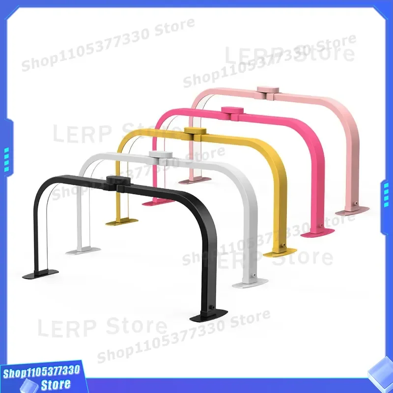 28 Inch Foldable Half Moon Manicure Table with LED Fill Light Floor Lamp for Eyelash Extension Beauty Salon Nail Art Station