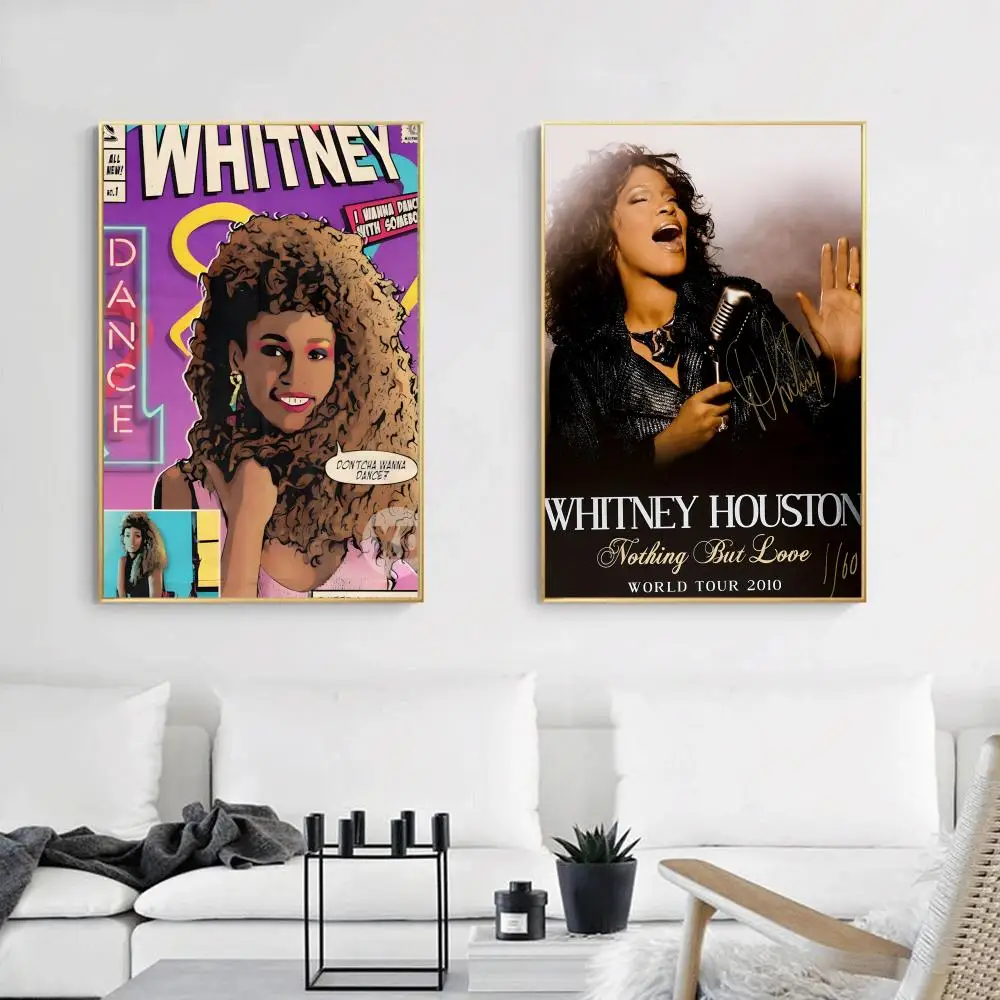 المغني W-Whitney H-هيوستن المشارك دائم اللوحة قماش الجدار الشنق المنزل DIY بها بنفسك الديكور الفن جدارية الجمالية مقاوم للماء