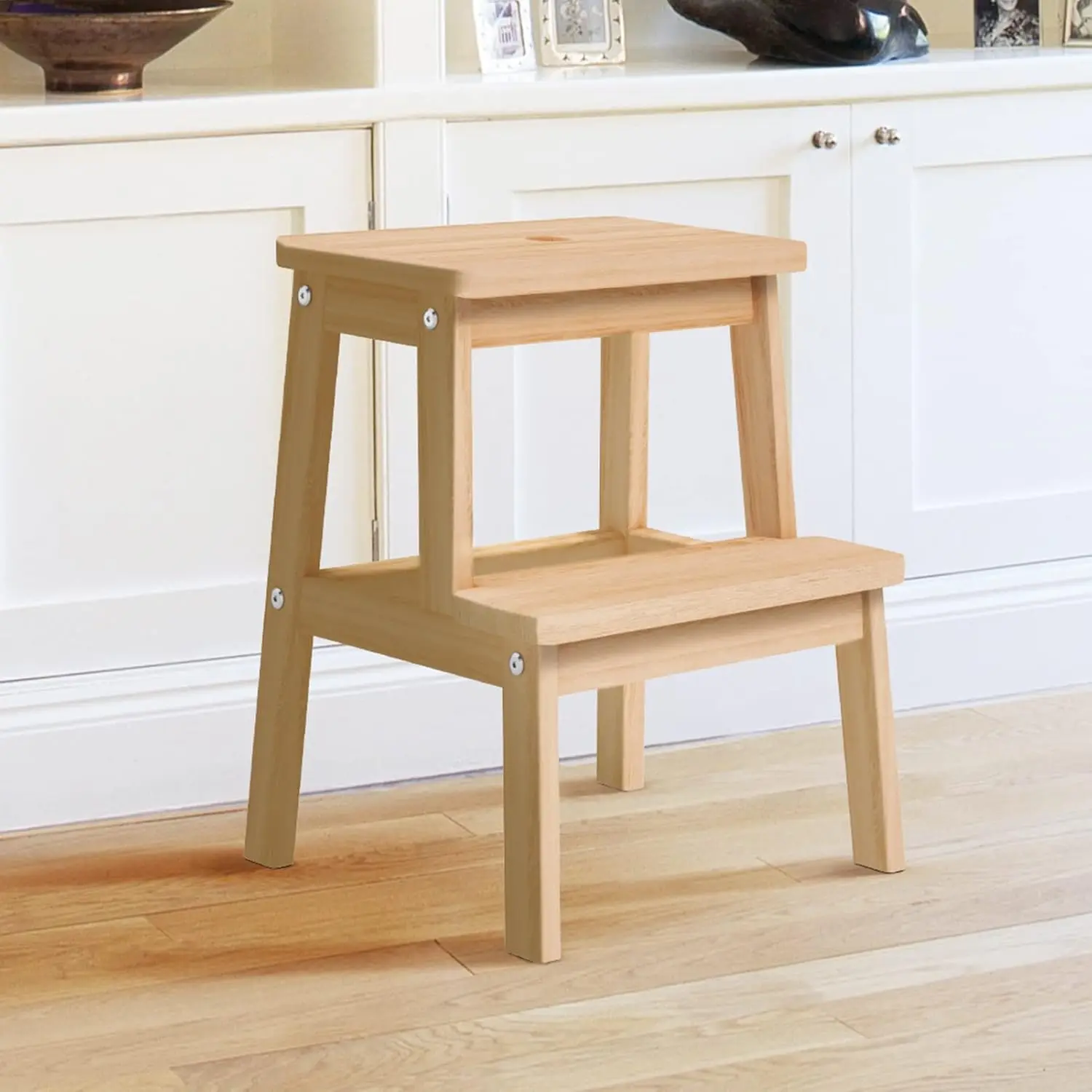 

Solid Wood Step Stool with 400 lb Capacity, Anti-Slip Mats for Kitchen, Bathroom, Bedroom Use