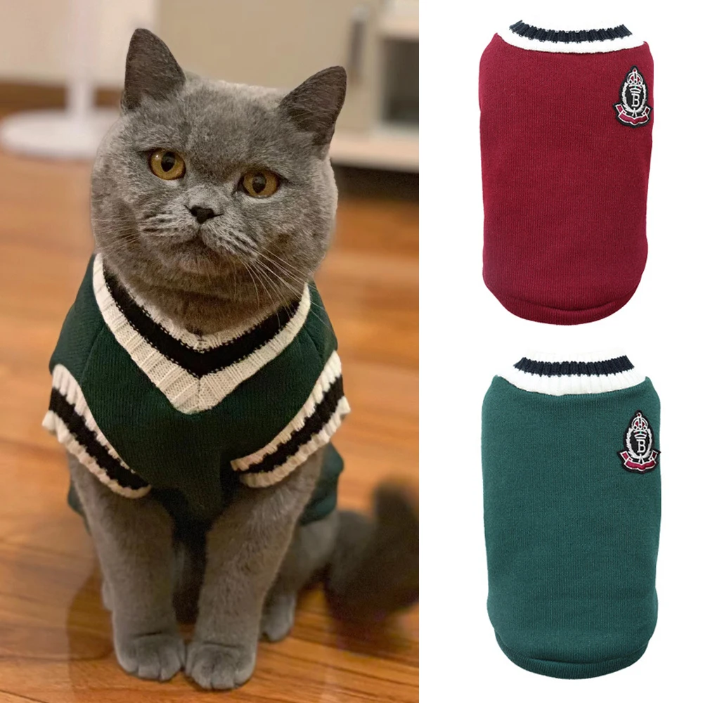 Pet Solid Costume Autumn Winter Christmas Sweater For Small Dogs Kitten Pullover Puppy Vest Clothes Kitty Outfits