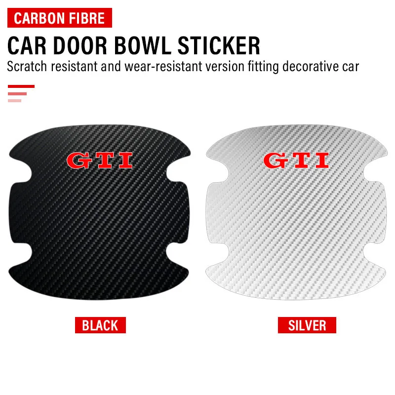 4PCS Car Door Handle Protection Sticker Emblem Car Styling Emblem For VW GTI CC Polo Golf 4 5 6 7 MK4 MK5 MK6 MK7 Passat B6 B8 view 5