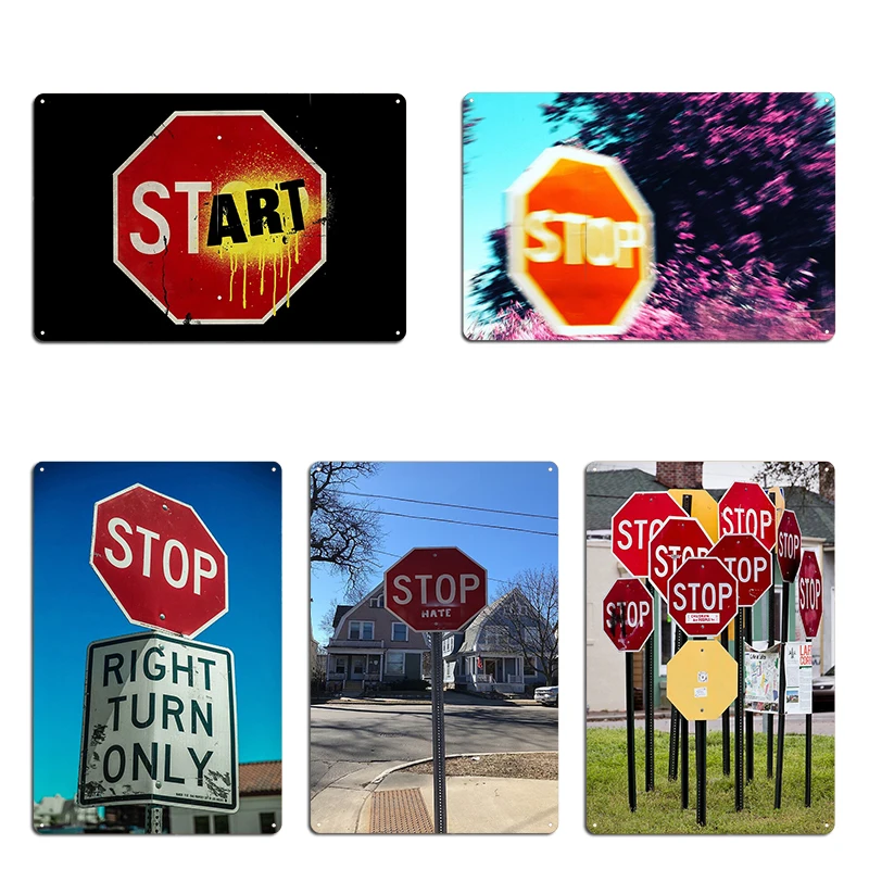 Stop Sign Inspirational Slogan Metal Signs Wall Cave Mural Living Room Iron Club Tin Sign Poster