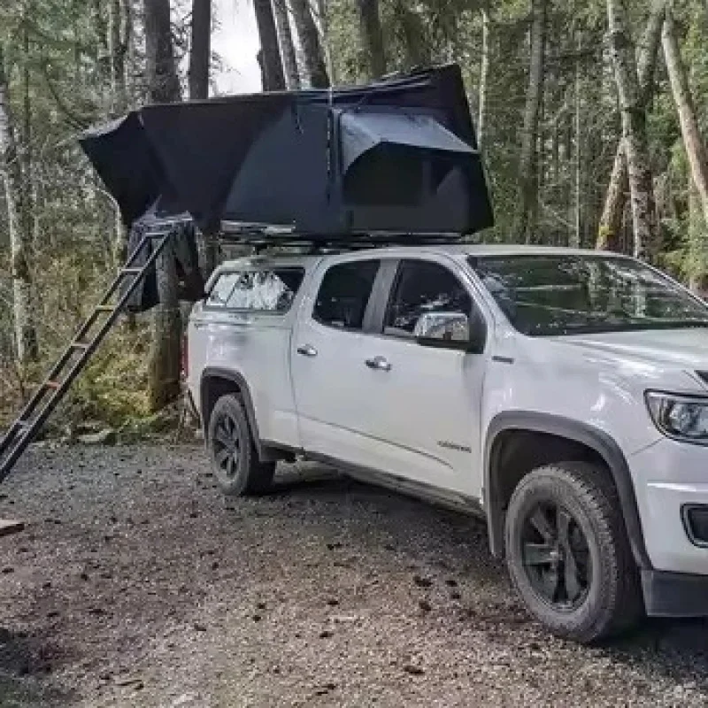 High Quality 4 Person Four-Season Double Layer Aluminum Clamshell Waterproof Canvas Rooftop Tent For Camping Car - view 3