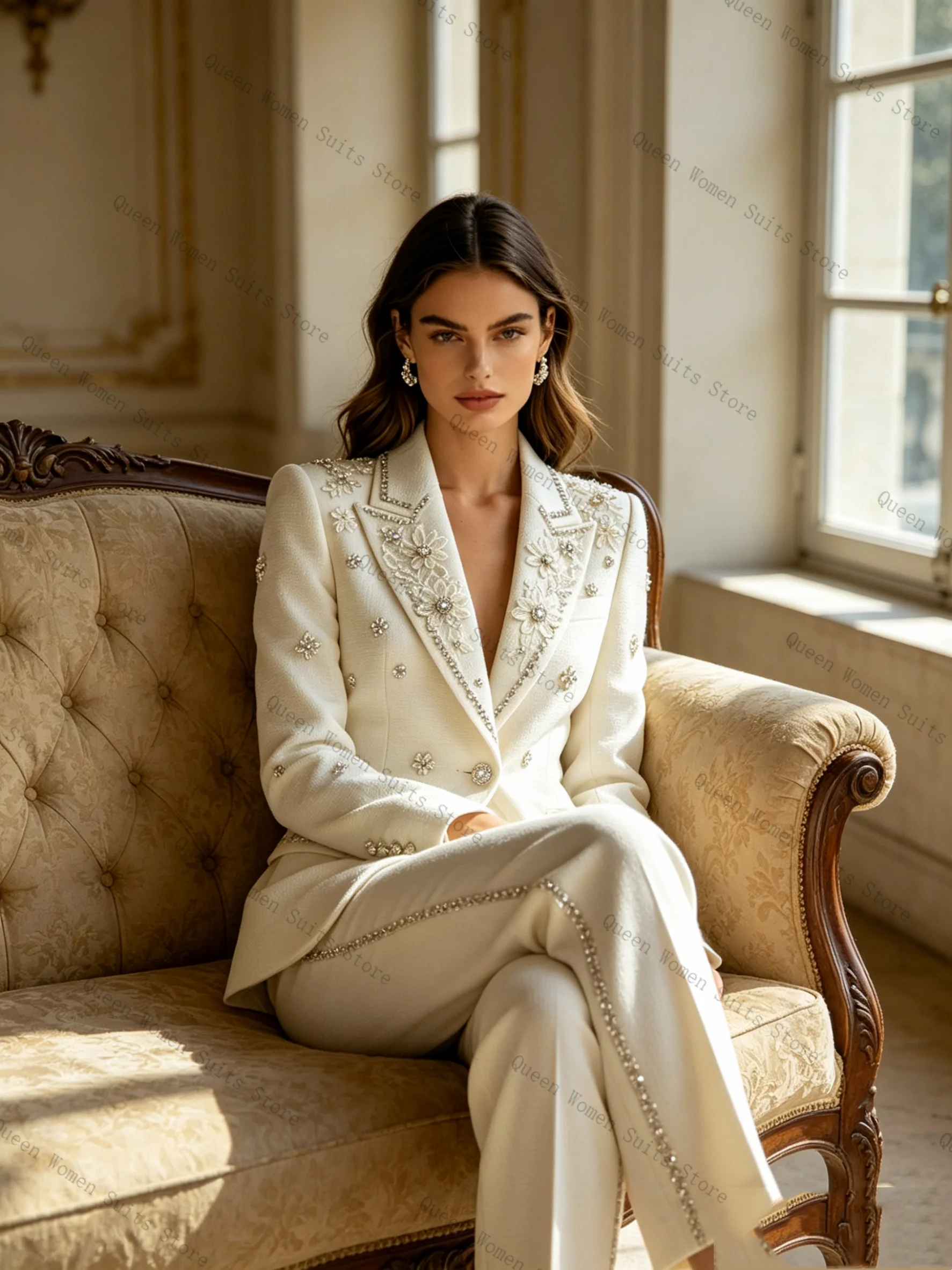 Witte Kristallen Damespak Set - Women Formal Wear Blazer Set recensie en prijs