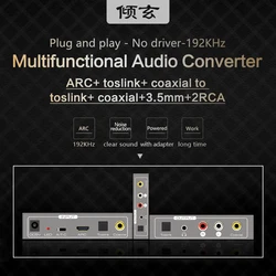 Hdmi arc na rca 3.5mm aux konwerter audio koncentryczny na toslink spdif optyczny toslink na koncentryczny konwerter cyfrowo-analogowy konwerter