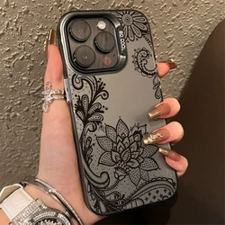 Luxury Lace Florals Pattern Case For Samsung Galaxy S24 S23 S22 S21 Ultra Plus S20 FE A13 A23 A15 A35 A55 A23 A52 A73 Hard Cover