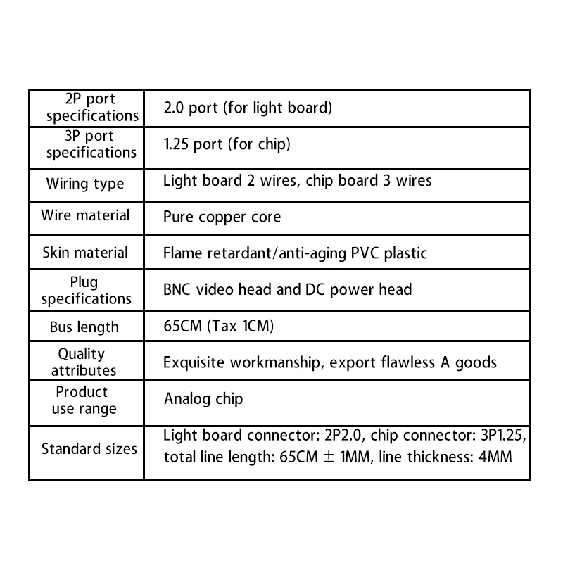 AT21-Monitor Analog Five-Core Cable Video Power Cable 5-Core Waterproof Cable BNC Camera Head Light Lamp Board Tail Cable
