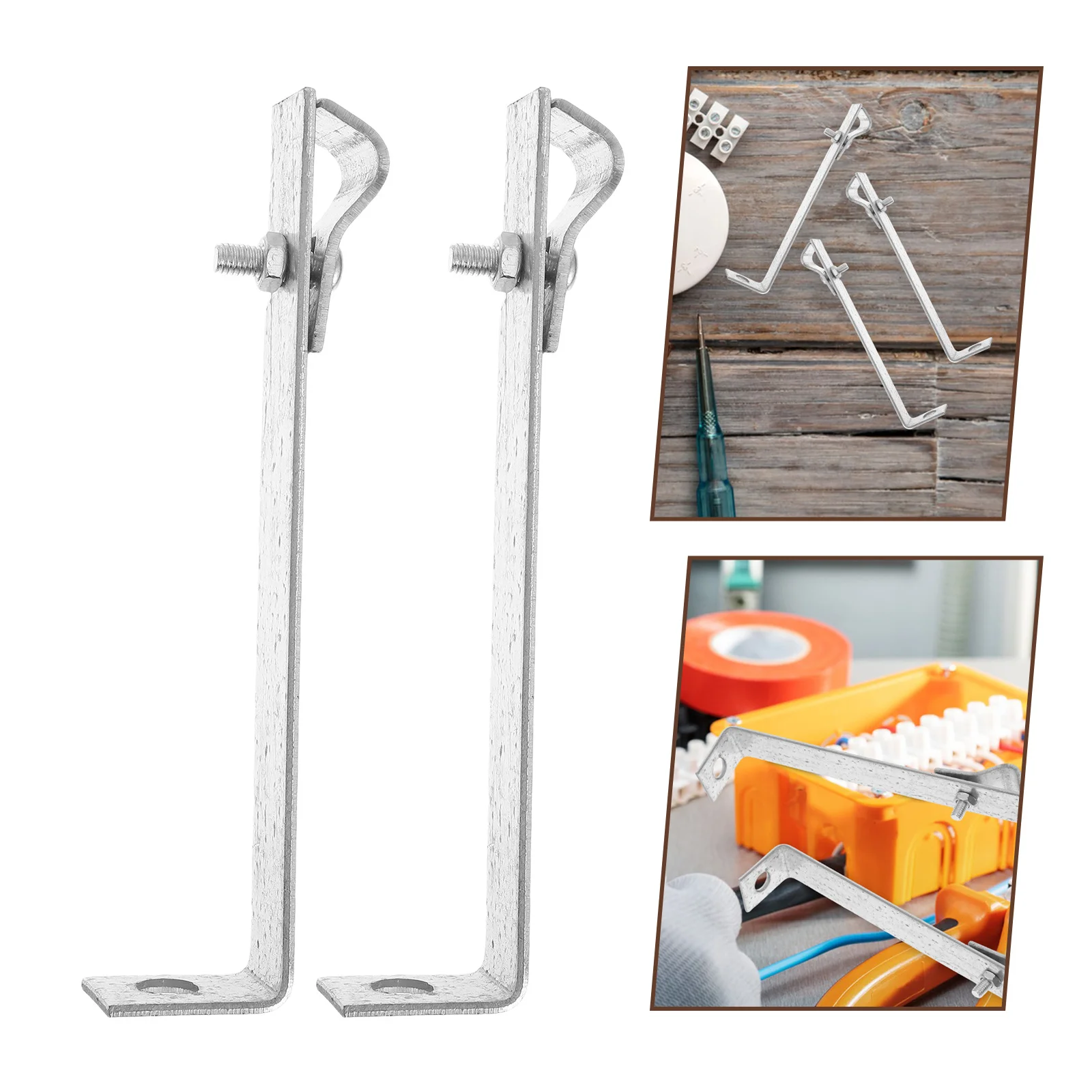 

10 шт. защитные кронштейны, оцинкованный L-образный прямоугольный опорный кронштейн для заземления, зажимы для солнечных панелей, провод