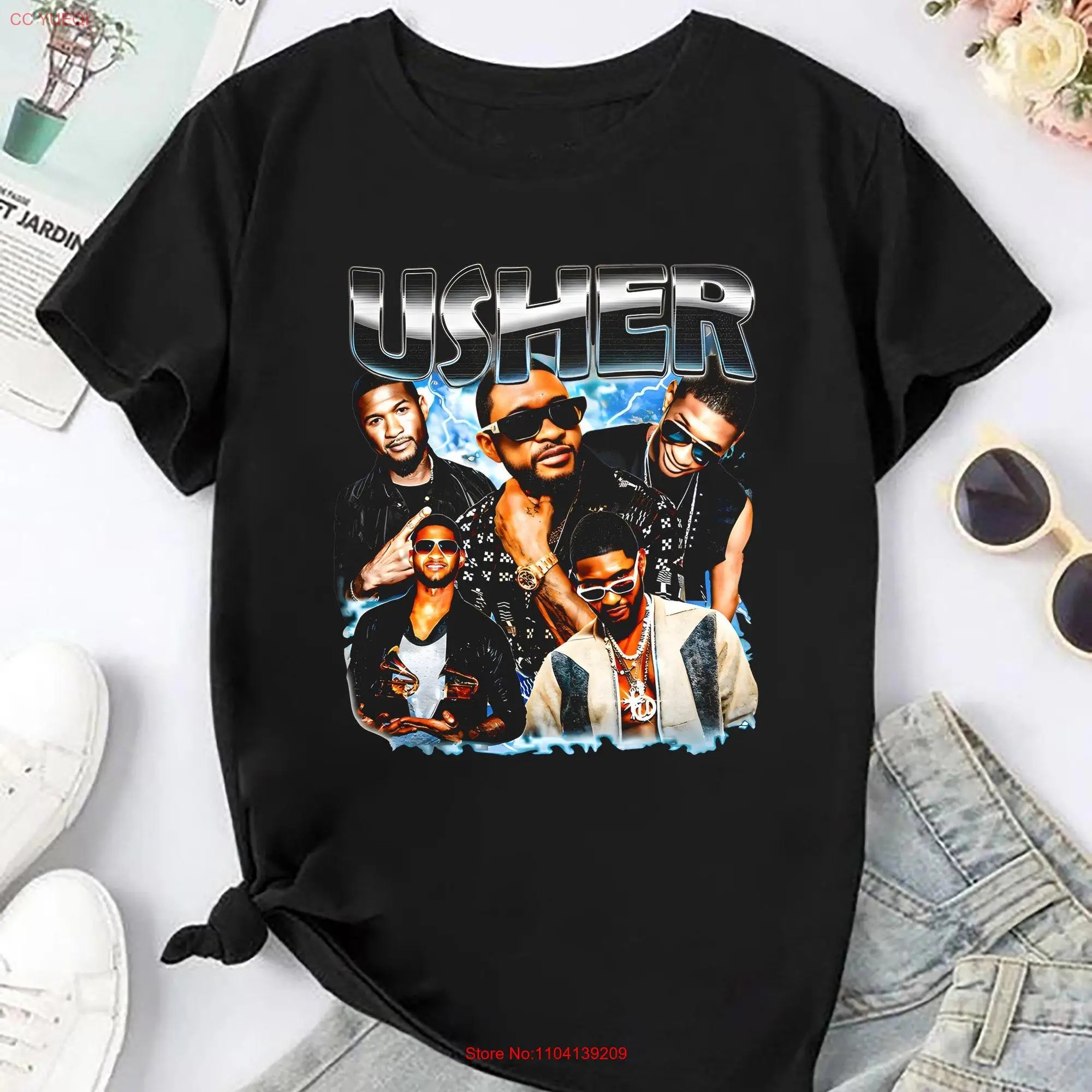 Usher Rapper T Shirt 90s Vintage Bootleg Fan Homage Merch Tour 2024 Hip Hop long or short sleeves