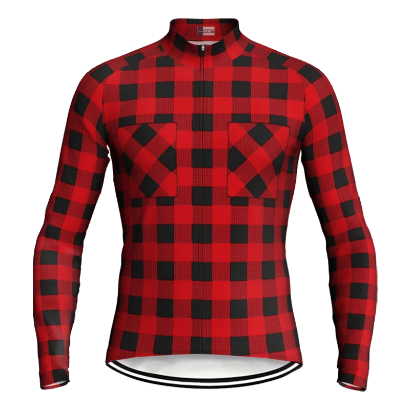 Long Sleeve Cycling Jacket for Men, Bike Sweater, MTB Coat, Bicycle Wear, Protection Jersey, Racer Plaid Clothes, Road Bike