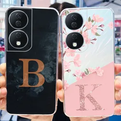 For Honor X7b Case 2023 Soft Silicone Cute Letters Flower Clear Phone Cover For Honor X7b X 7b Shockproof Case on HonorX7B Funda