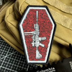 Rose and Gun AR-15 Tactical Patch Reaper Skeleton Morale Badge Printing Patches Hook and Loop Military Backpack Punk Sticker