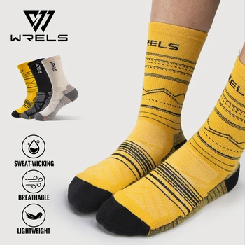 WRELS Merino Wool Socks Hiking Lightweight Shock Absorption Damping Mid-Calf Ankle Socks R