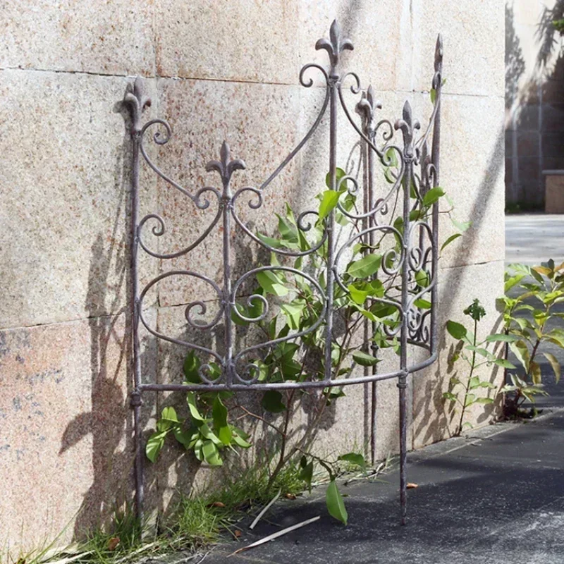 Vintage Iron Fence Holder Courtyard Semi-circular Partition Clematis Climbing Rattan Frame Garden Old Plant Support Rack