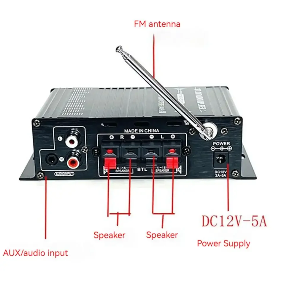 AK380 Digital Amplifier V5.0 HiFi FM Audio Amplifier For Karaoke Home Theater Sound System Subwoofer Speaker