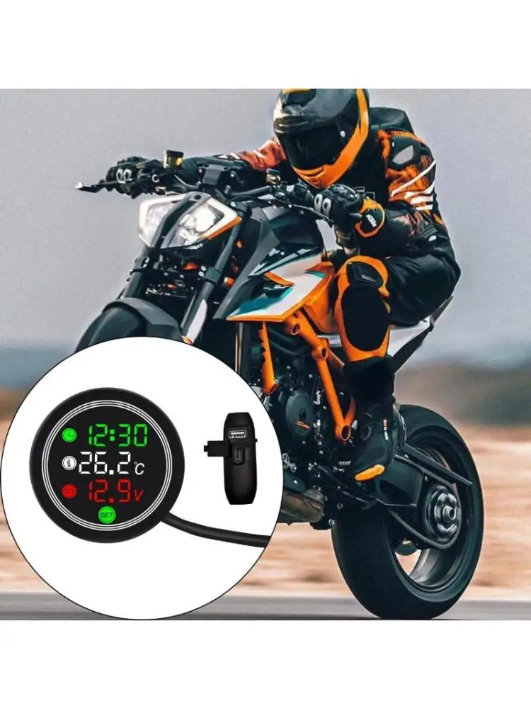 

Y1UD 12V мотоциклетный измеритель напряжения дисплея водонепроницаемый двойной USB-зарядка температура