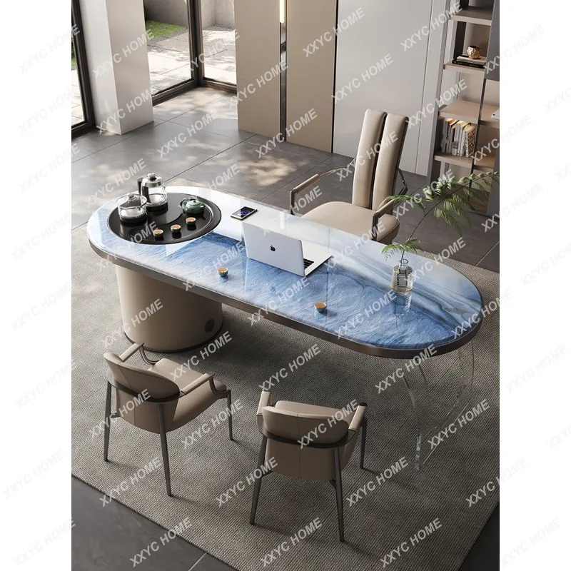 Y Light Luxury Office Home Tea Table Kung Fu Tea Brewing Table with Integrated Kettle