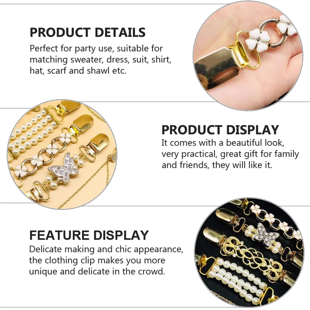 

6 Pcs Women Sweater Clip Shawl Collar Cardigan Clasp Dress Accessory Premium Material Practical GiftWomen Clothing Accessories