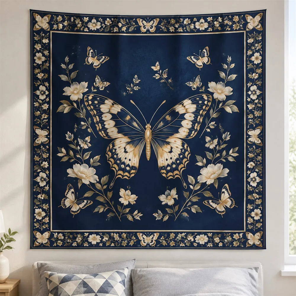 VIKAMA Butterfly Collection Tapestry Wall Hanging, Botanical Aesthetic Room Decor Wall Art Tapestries for Bedroom Living Room