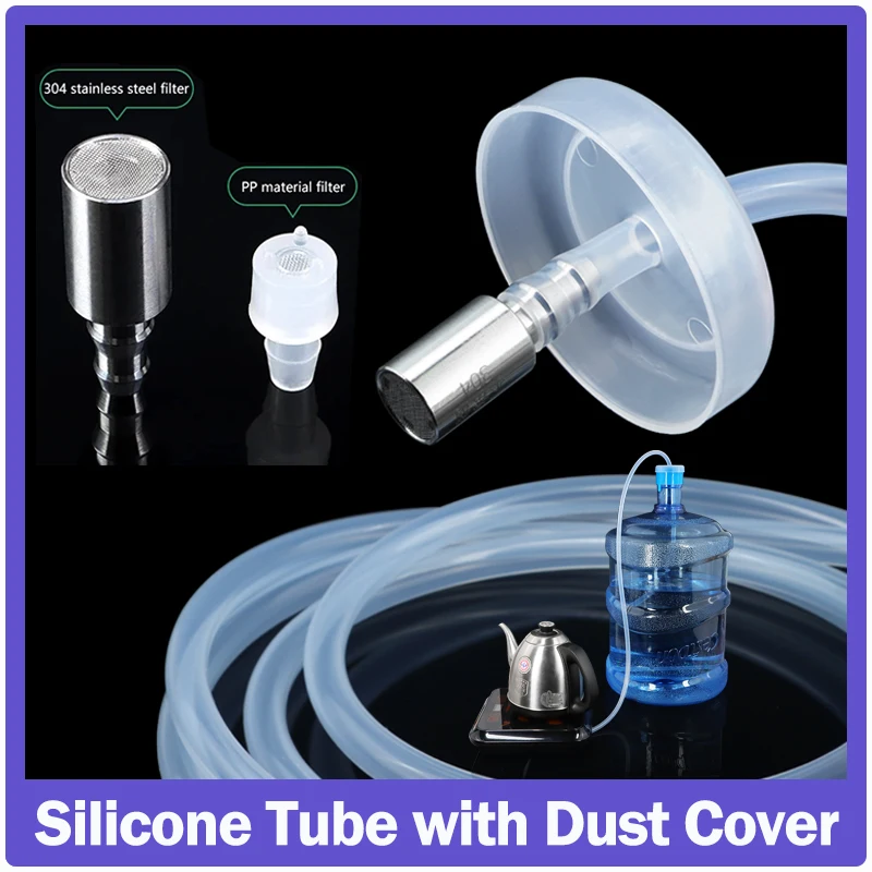 لينة شرب خرطوم المياه الغذاء الصف أنبوب السيليكون مع غطاء غبار 6x9 مللي متر العالمي التلقائي شفط الأنابيب موزع المياه عدة #1