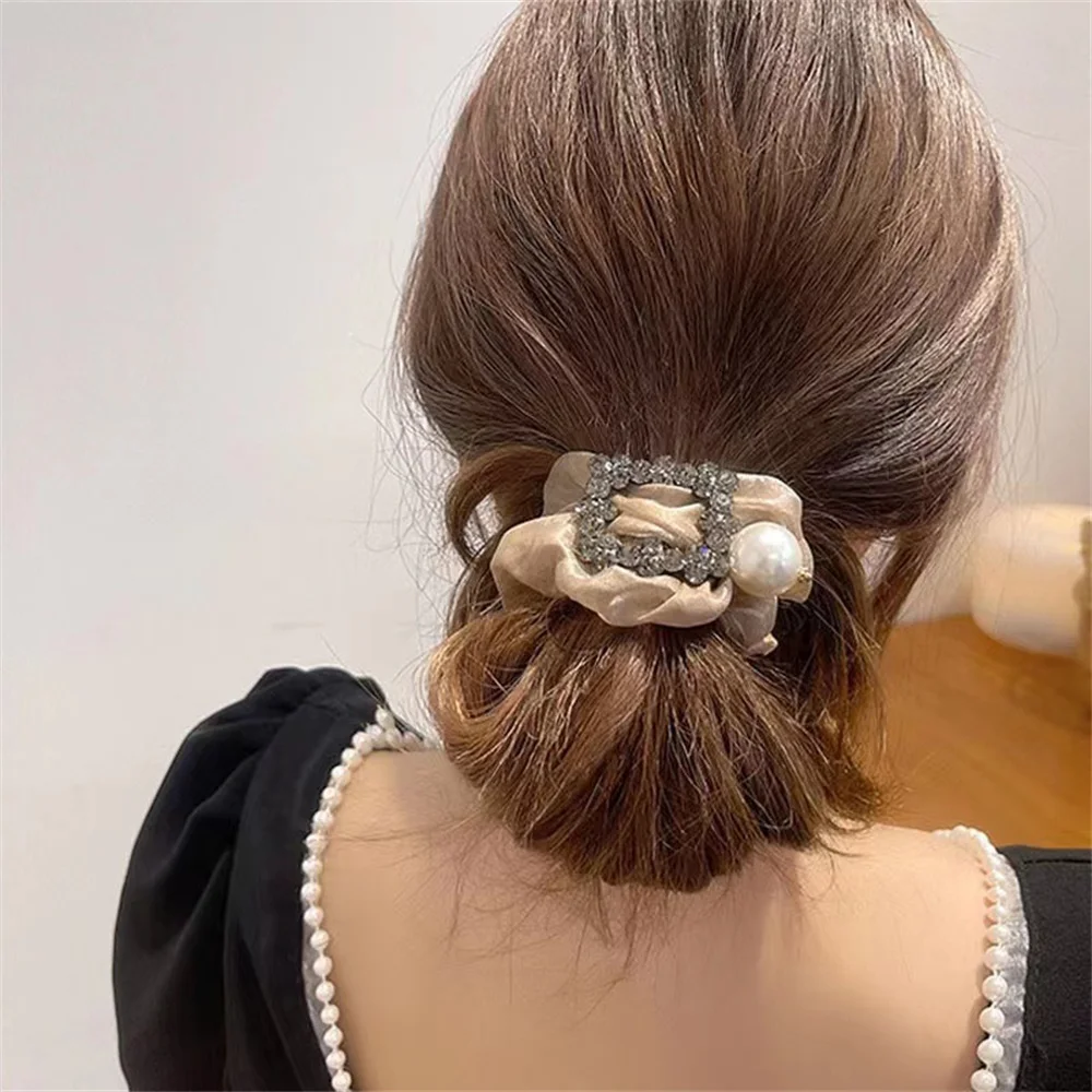 Organza Large Intestine Hair Ring Retro Head Rope Female Ball Hair Rope Elastic Hair Bands Temperament Hair Accessories