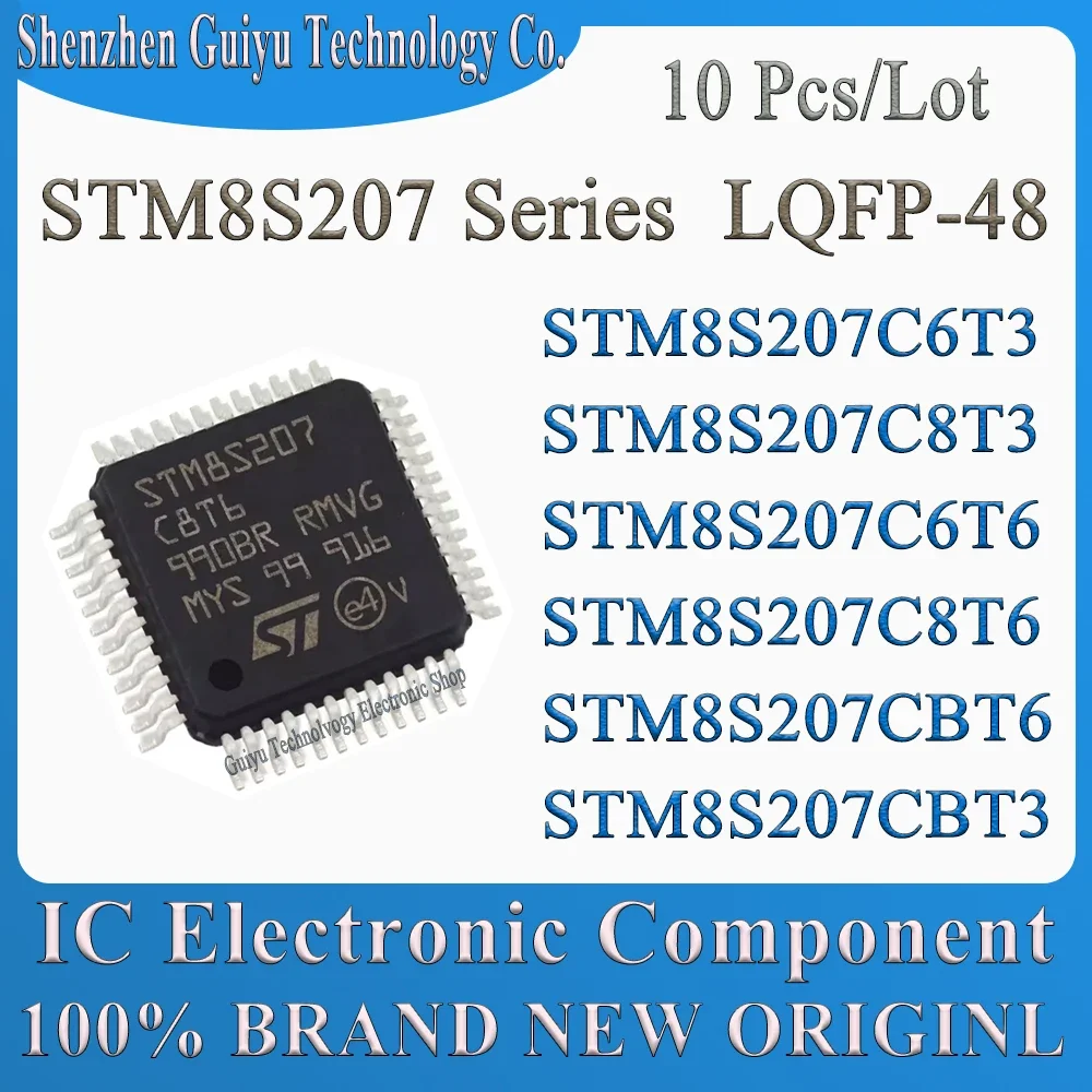 

10 Pcs/Lot STM8S207C6T3 STM8S207C8T3 STM8S207C6T6 STM8S207C8T6 STM8S207CBT6 STM8S207CBT3 STM8S207 STM8S STM LQFP-48 IC MCU Chip