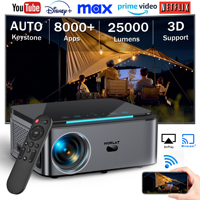 HORLAT 25000Lumens Android Beamer Projector 3D Full HD 1080P 8K Video Support Auto Keystone Home Theater WiFi Portable Proyector