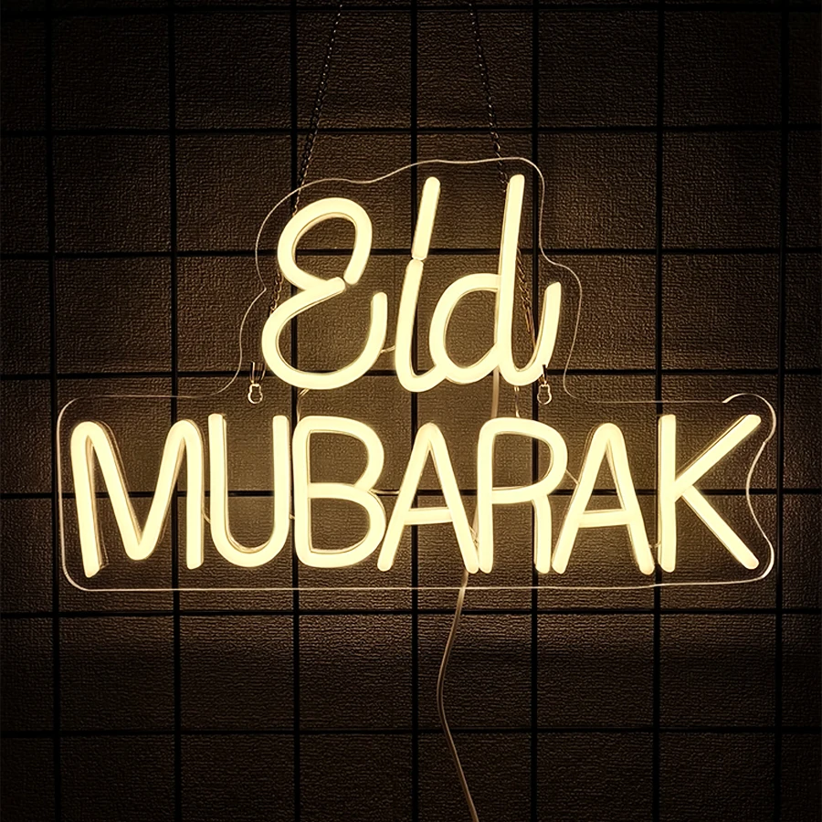 Eid Mubarak Neon Sign For Wall Decor, Muslim Door Window,  Islamic Living Room,  Bedroom, House Party, Club Decoration, Gifts