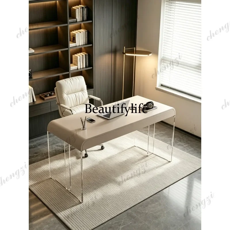 K153 Cream Wind Desk Modern Acrylic Suspended Desk Home Study Writing Desk Dresser