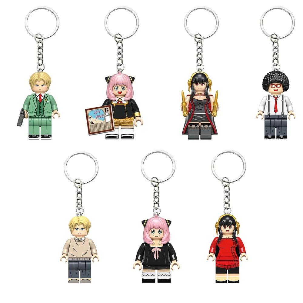 

SPY×FAMILY Twilight Anya Forger Anime Figure Keychain Creative Building Blocks Cartoon Pendant Keychain Accessories Toys Gifts
