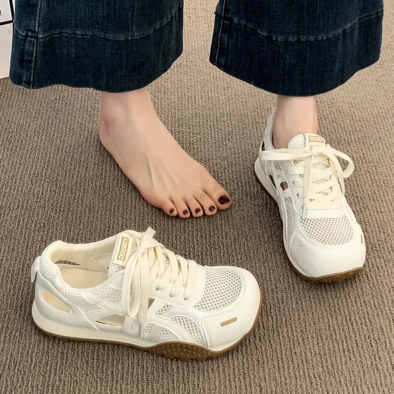 

Women's Sporty Thick-Heeled Sandals Breathable Hollow out Casual Shoes Summer Outdoor Wear Cross-Band Round-Toe Rubber Sole