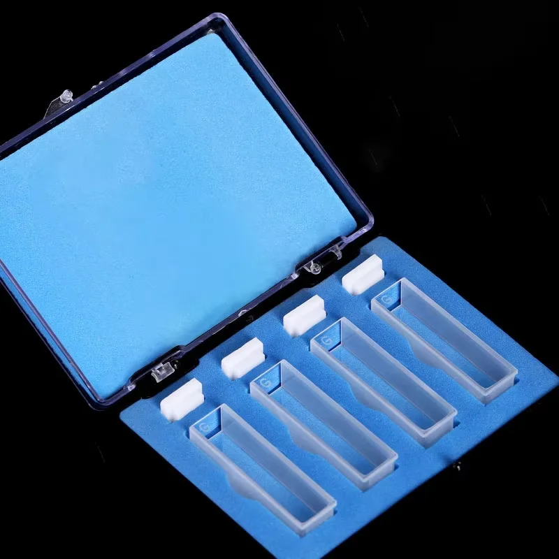 4PCS Standard Cell with Lid and Leve Bottom(10mm)/The Two Surface Is Transparent/Matching with Spectrophotometer